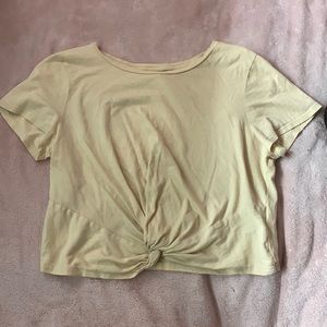 H&M yellow cropped top with knot in front